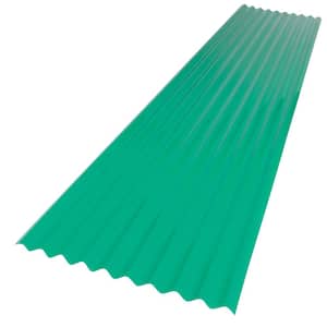 26 in. x 12 ft. Corrugated PVC Roof Panel in Green