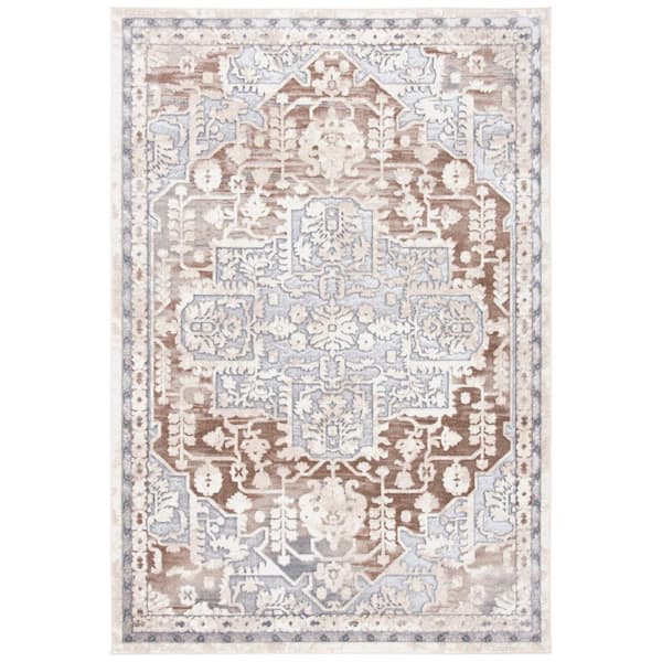 SAFAVIEH Lagoon Beige/Gray 9 ft. x 12 ft. Border Medallion Area Rug