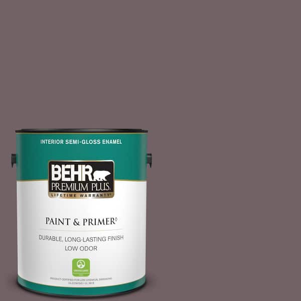 BEHR PREMIUM PLUS 1 gal. #N110-6 Dignified Purple Semi-Gloss Enamel Low Odor Interior Paint & Primer