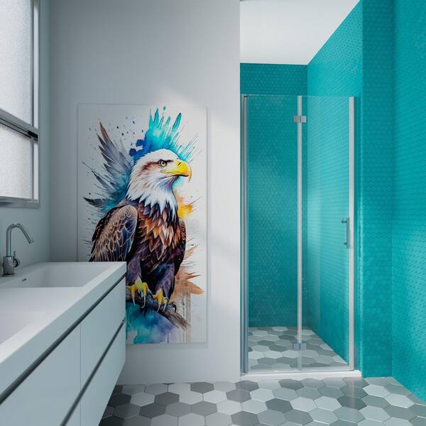32 in. - 33 3/8 in. W x 72 in. H Frameless Bifold Shower Door with Chrome Finish and Clear Tempered Glass