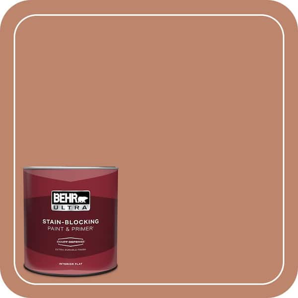 BEHR ULTRA 1 qt. #QE-03 Clay Ground Extra Durable Flat Interior Paint & Primer