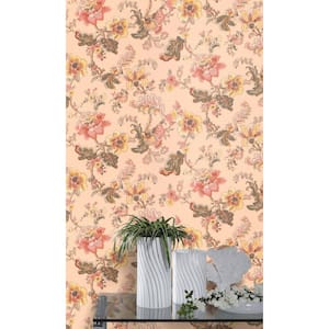 Pink Hand Painted Fantasy Floral Blossoms Wallpaper R7876 (57 sq. ft.) Double Roll