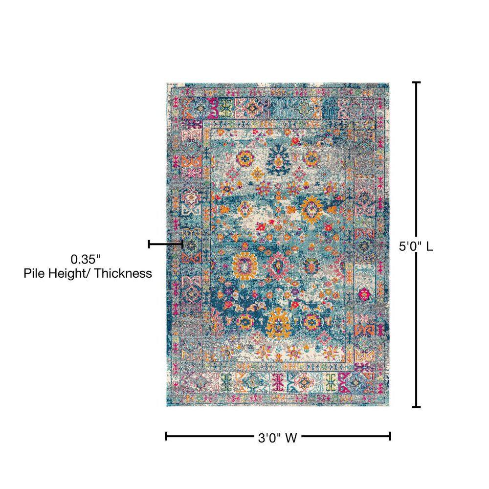 Bohemian Flair Multicolor Medallion Synthetic Area Rug 3x5