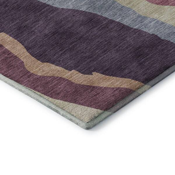 Mayfield Premium Machine Washable Abstract AMF1047 Plum 8 ft. x 8 ft. Round Rug