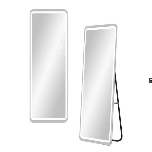 Cesicia 20 in. W x 63 in. H Full Length Mirror with Stand and Dimming and 3-Color Lighting