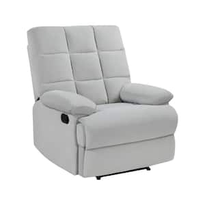 Light Gray Velvet Manual Recliner with Cushioned Seat