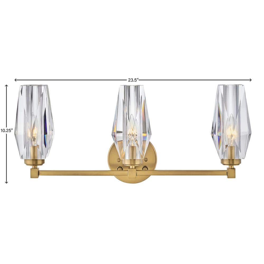 Heritage Brass 3-Light Dimmable Vanity with Faceted Crystal Shades