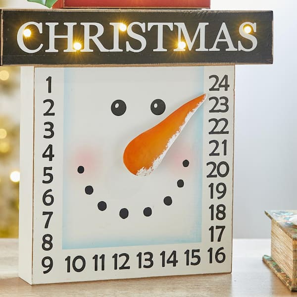 Glitzhome 15 in. H Wooden Christmas Snowman Countdown 2005300002