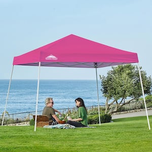 10 ft. W x 10 ft. D Slant Leg Pop-up Canopy Tent Easy 1-Person Setup Instant Outdoor Canopy Folding Shelter in Pink