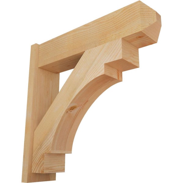 Ekena Millwork 8 in. x 32 in. x 32 in. Douglas Fir Merced Craftsman Rough Sawn Outlooker