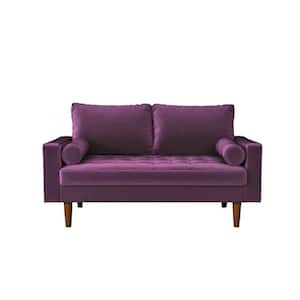 Lincoln 50.39 in. Eggplant Tufted Velvet 2-Seats Loveseat with Square Arms