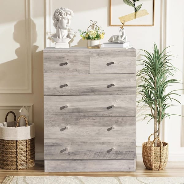 Gray 6 Drawer 25. 98 in. Wide Chest of Drawers