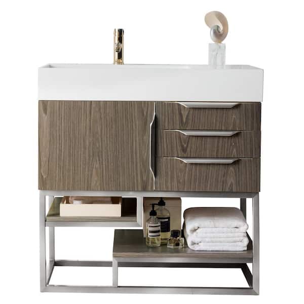 James Martin Vanities Columbia 35.5 in. W x 18.8 in. D x 36.0 in. H Single Bath Vanity Cabinet without Top in Ash Gray