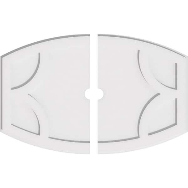 Ekena Millwork 32 in. W x 21-3/8 in. H x 2 in. ID x 1 in. P Kailey Architectural Grade PVC Contemporary Ceiling Medallion (2-Piece)