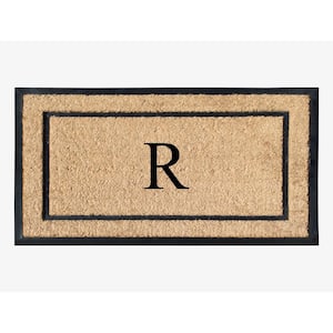 A1HC Border Beige 24 in. x 39 in. Rubber and Coir Heavy-Duty Outdoor Entrance Durable Monogrammed R Door Mat