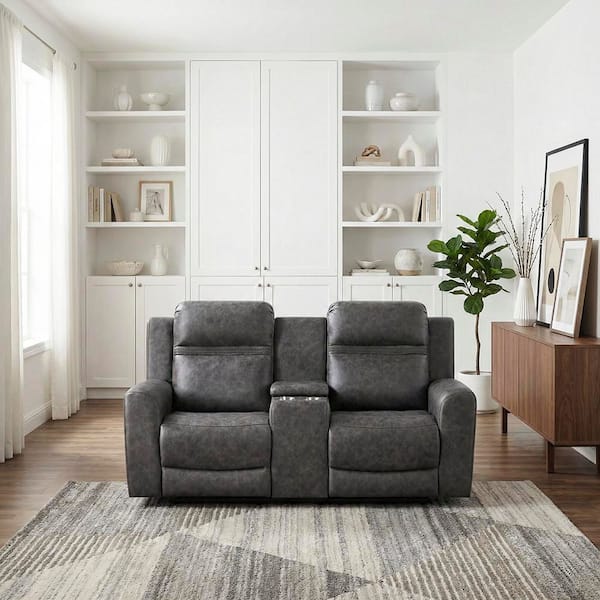 Lazzara Thorne 74 in W Microfiber Fabric 2-Seater Manual Double