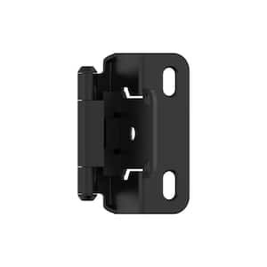 Matte Black 1/2 in. (13 mm) Overlay Self-Closing, Partial Wrap Cabinet Hinge (2-Pack)