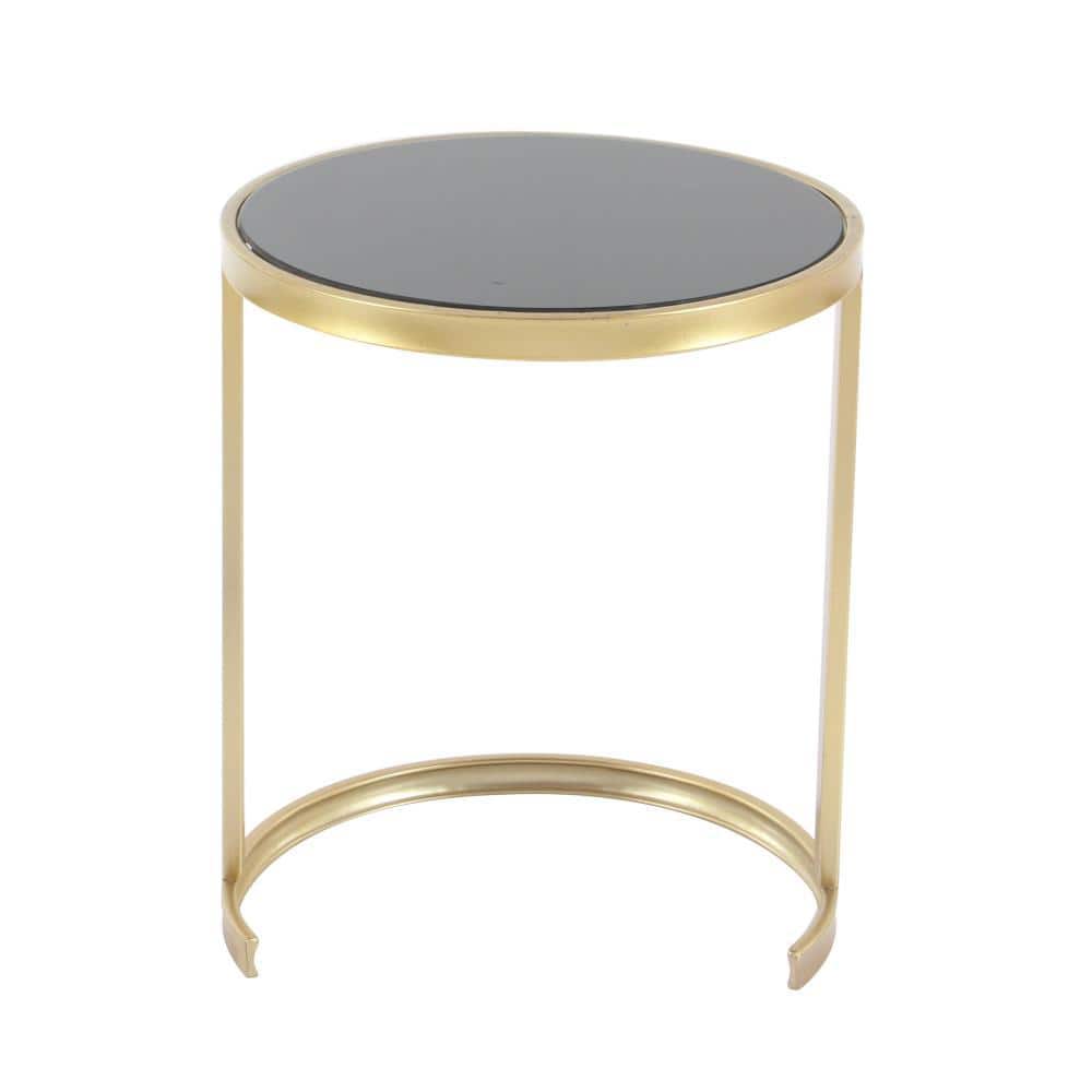 Elegant Gold Metal and Mirrored Glass Round Nesting Tables, Set of 3