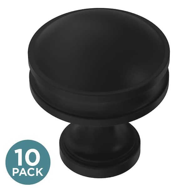 Liberty Charmaine 1-1/8 in. (28 mm) Matte Black Round Cabinet Knob (10-Pack)