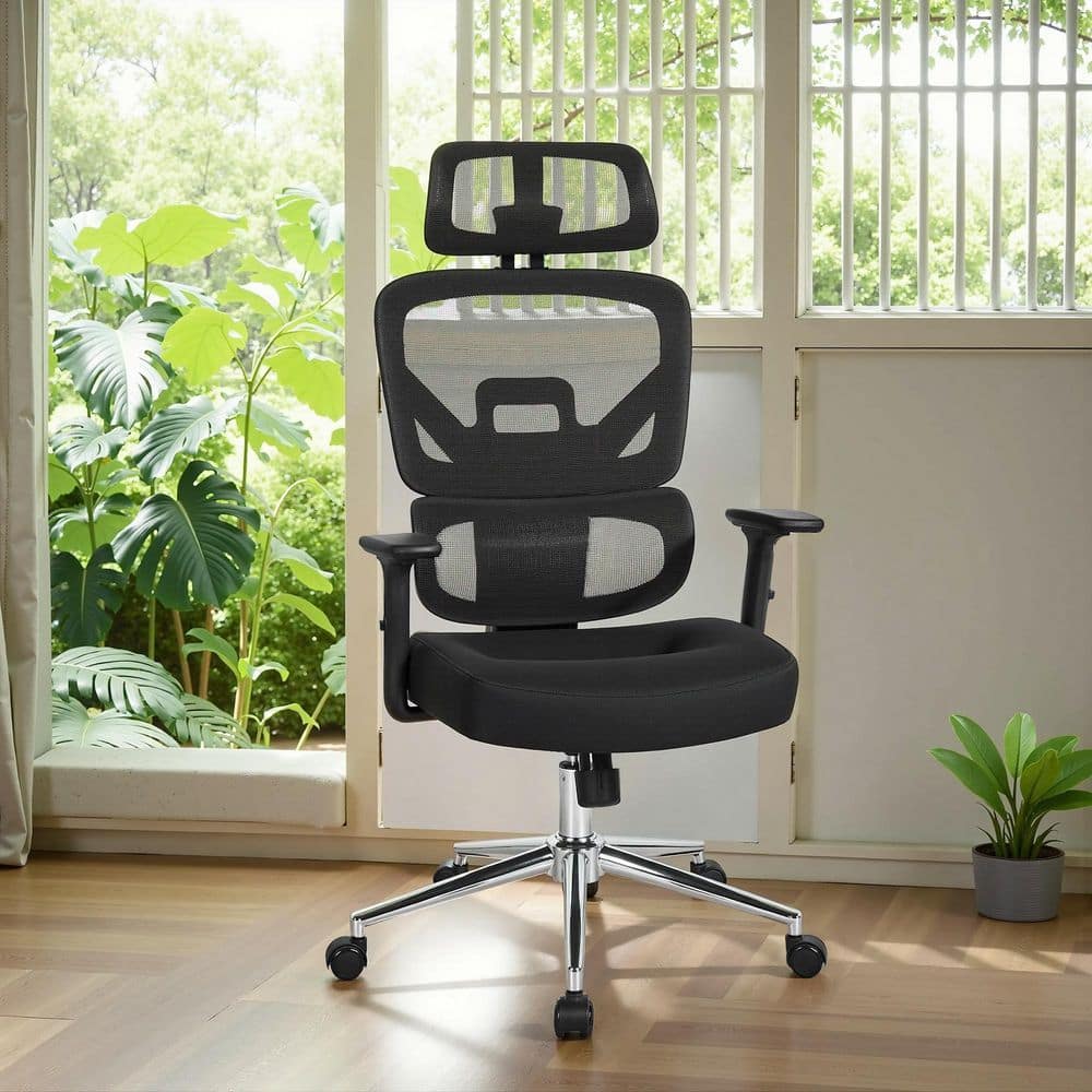 VECELO Fabric High Back Ergonomic Office Chair in Black with