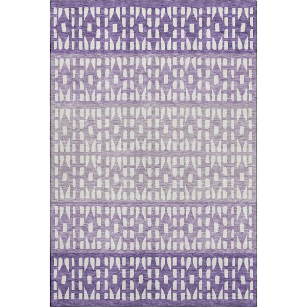 Mayfield Premium Machine Washable Abstract AMF964 Purple 2 ft. 6 in. x 3 ft. 10 in. Area Rug