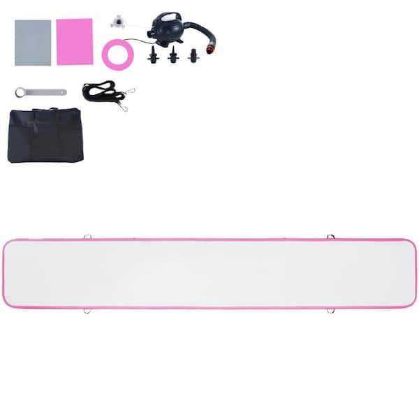 Gymnastics Air Mat,4in. Thickness Inflatable Gymnastics Tumbling Mat,Tumble Track with Electric Pump,Training Mats,Pink
