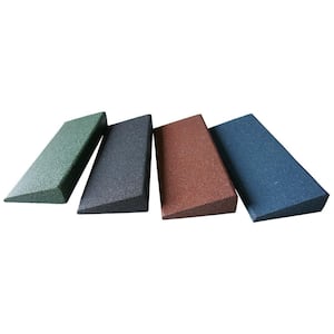 Eco-Safety 2.5 in. T x 6 in. W x 19.5 in. L Coal Commercial Interlocking Rubber Flooring Ramp (4-Pack)