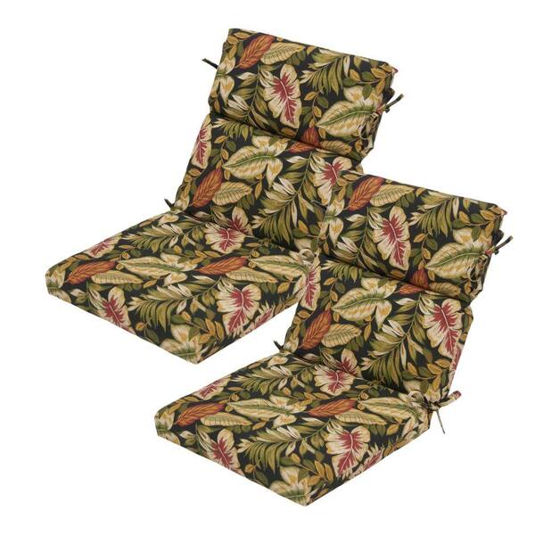 Hampton Bay Twilight Palm High Back Outdoor Chair Cushion (2-Pack)