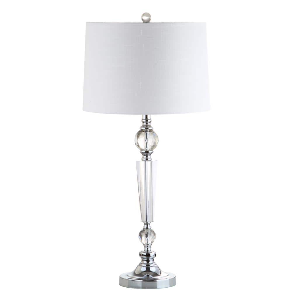 Emma 29.5" Clear Crystal Table Lamp Set with White Cotton Shade