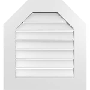 24 in. x 26 in. Octagonal Top Surface Mount PVC Gable Vent: Functional with Standard Frame