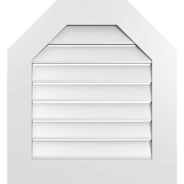 Ekena Millwork 24 in. x 26 in. Octagonal Top Surface Mount PVC Gable Vent: Functional with Standard Frame