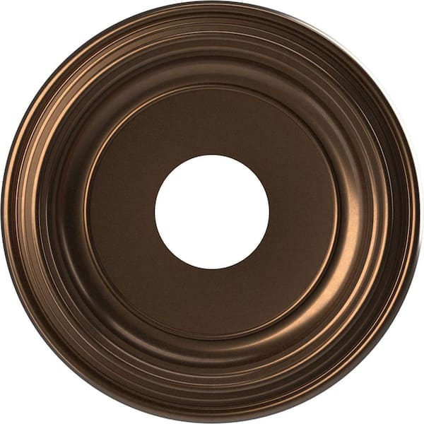 Ekena Millwork Traditional 13 in. O.D. x 3-1/2 in. I.D. x 1-1/4 in. P Thermoformed PVC Ceiling Medallion Metallic Antique Brass
