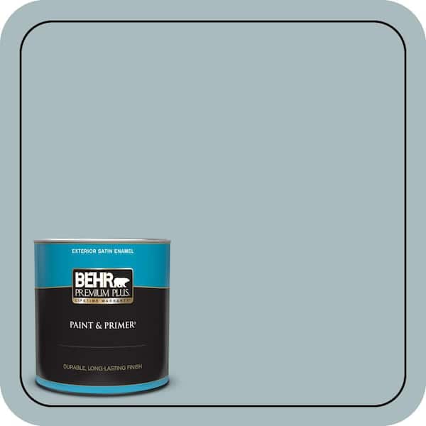 BEHR PREMIUM PLUS 1 qt. #MQ6-04 Gray Wool Satin Enamel Exterior Paint & Primer