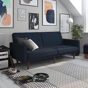 Paige Blue Linen Upholstered Futon