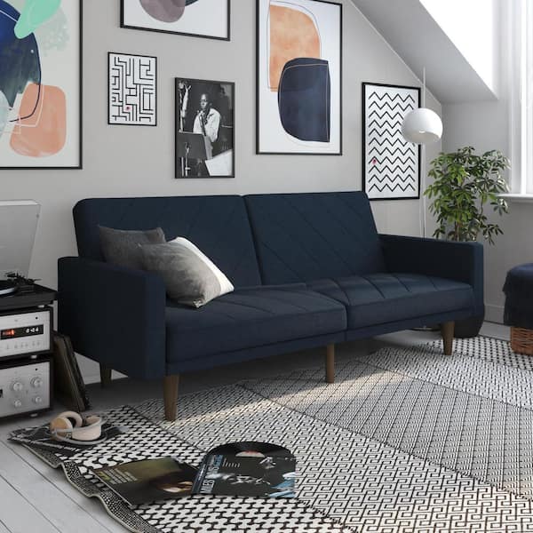 DHP Paige Blue Linen Upholstered Futon