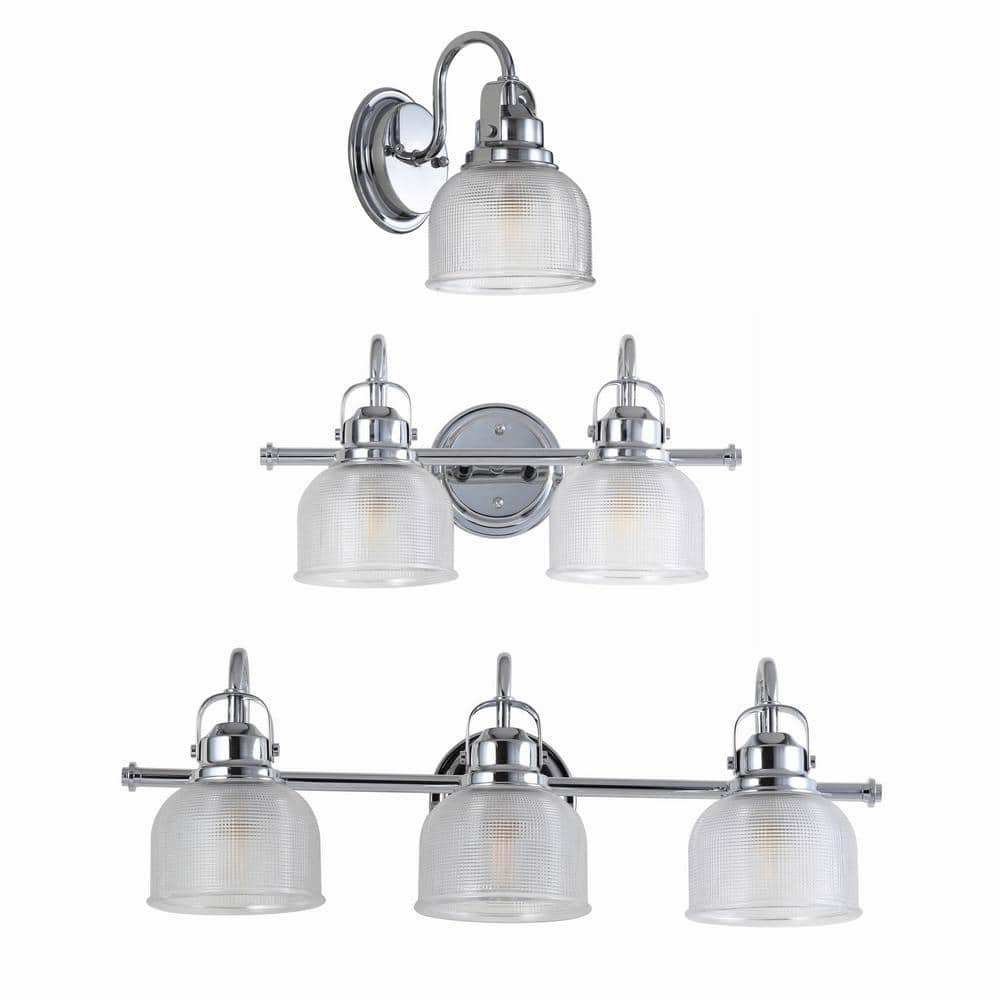 Elegant Brass Gold 17.25" LED Vanity Light with Textured Glass Shades