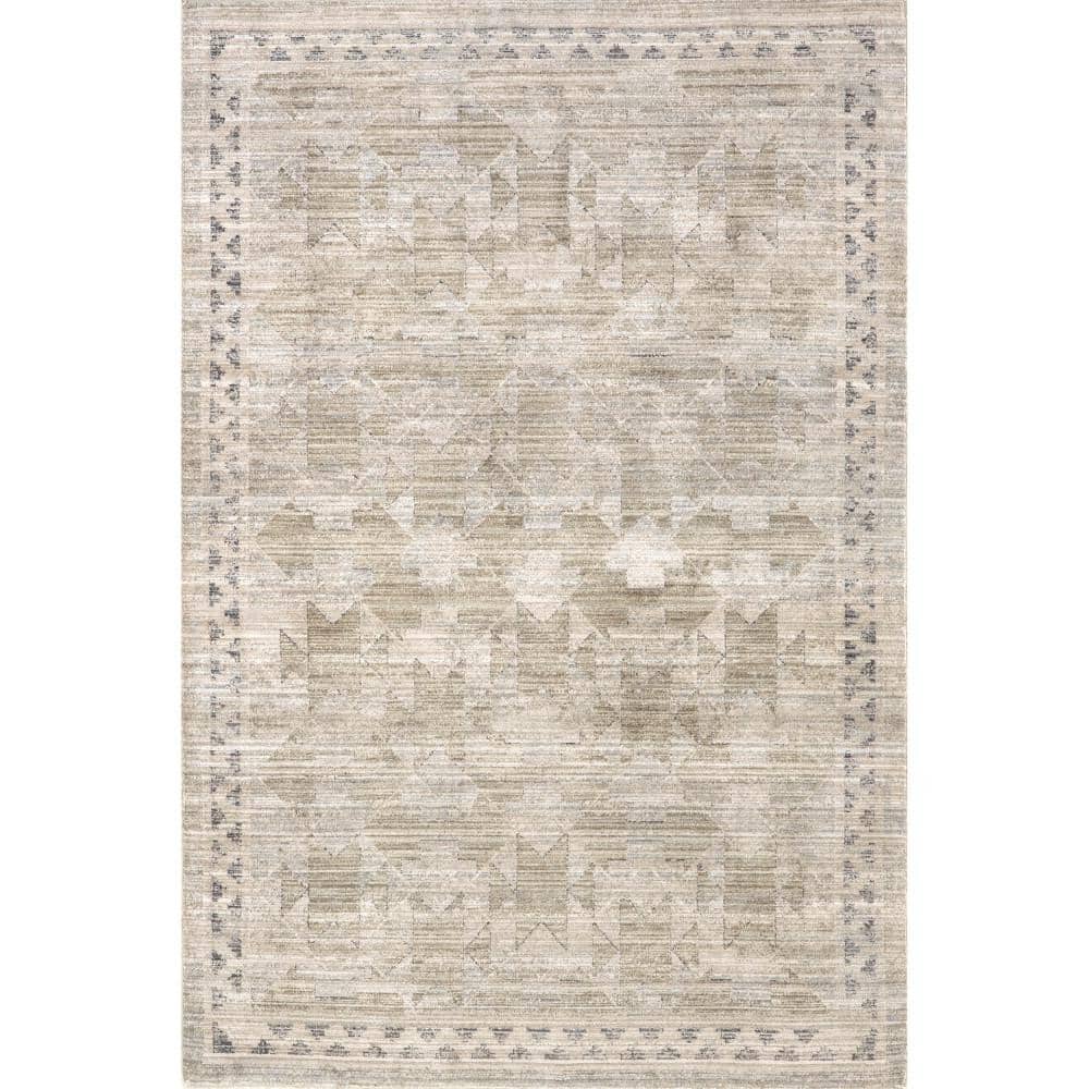 Aine Beige Geometric Machine Washable Indoor/Outdoor Rug