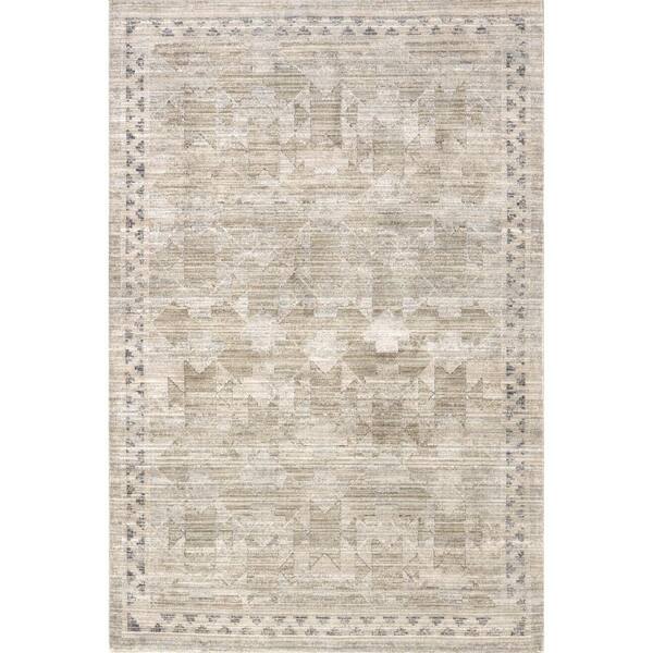 nuLOOM Aine Bordered Machine Washable Beige 9 ft. x 12 ft. Indoor/Outdoor Area Rug