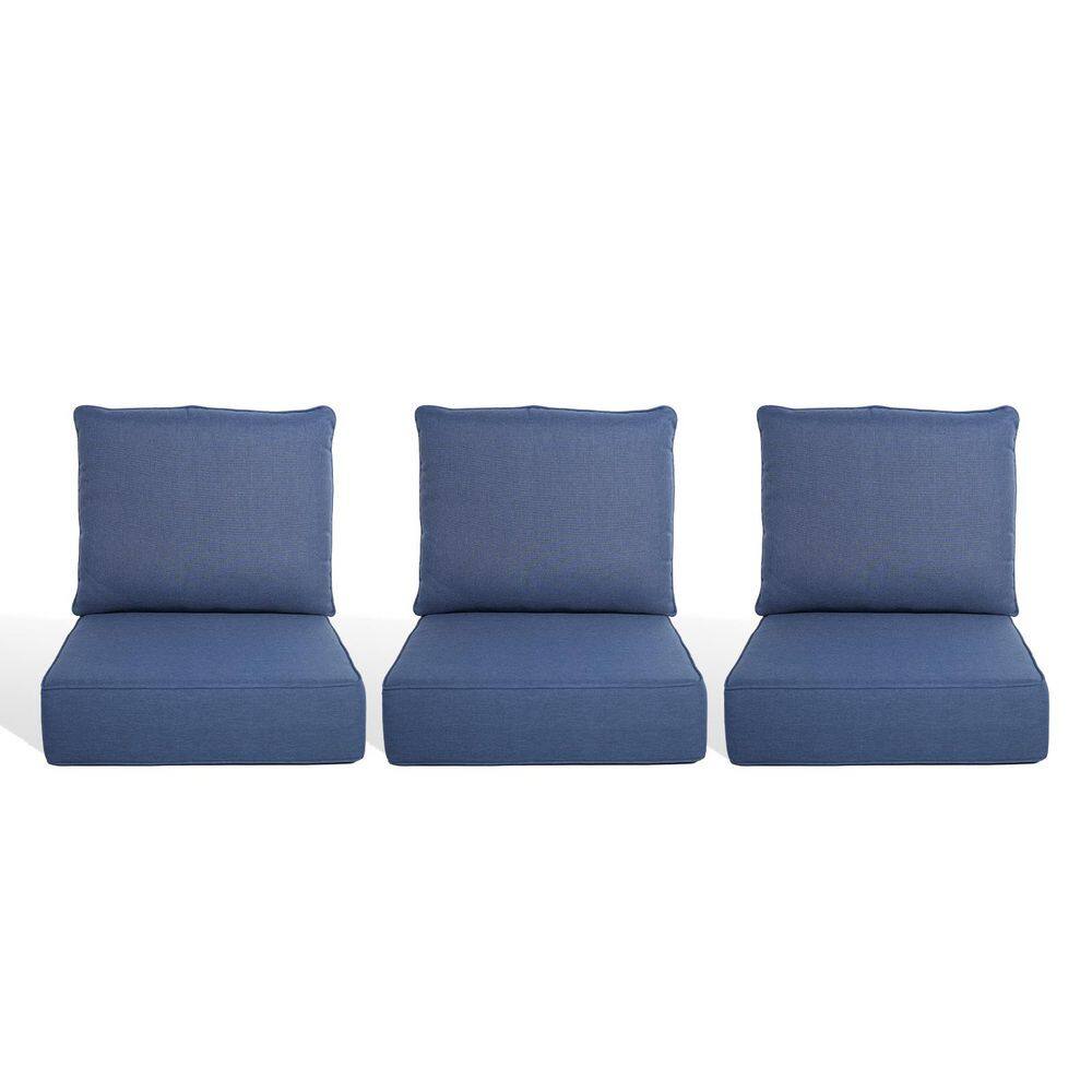 PlushCore 22 in. x 24 in. x 6 in. 6-Piece Deep Seating Outdoor Lounge Chair Thick Cushion Set in Blue (3-Set) price history on PriceWatchPro