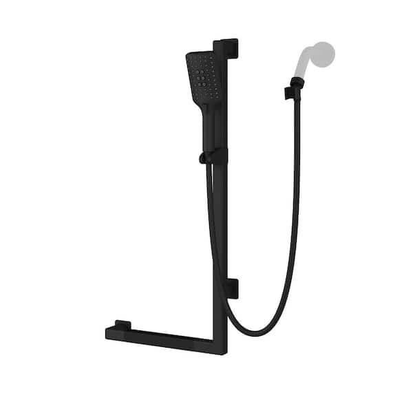Seville Right L-Shaped Grab Bar 5-Spray Settings Wall Mount Handheld Shower Head 2.5 GPM in Matte Black