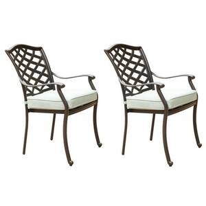 Wynn Ivory Aluminum Modern Patio Dining Armchair with Cushion