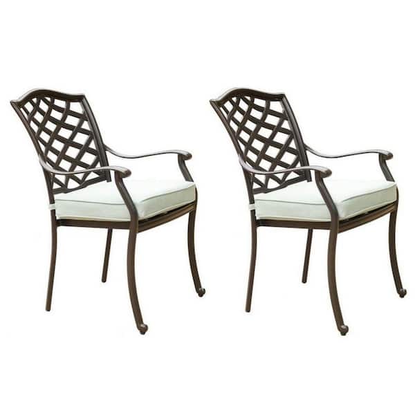 Benjara Wynn Ivory Aluminum Modern Patio Dining Armchair with Cushion