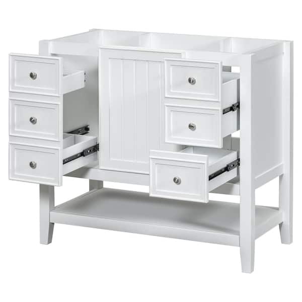 Unbranded 36 in. W x 18 in. D x 33 in. H Freestanding Bath Vanity Cabinet without Top in White with Drawers and Doors