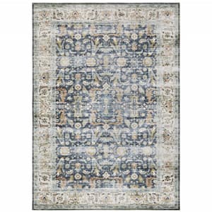 Blue and Ivory 2 ft. x 3 ft. Oriental Area Rug