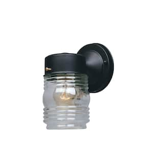 Basic Porch 1-Light Black Outdoor Incandescent Wall Lantern Sconce