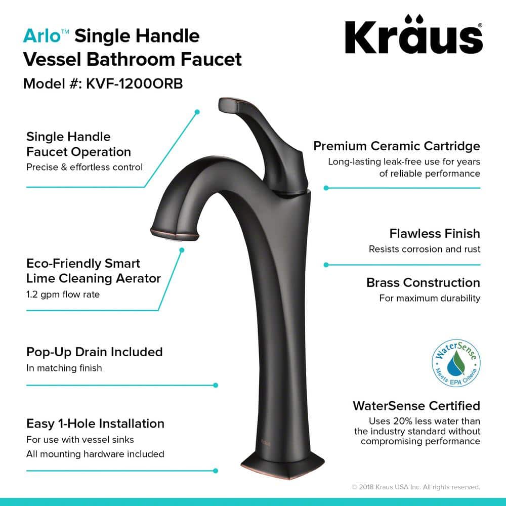 Eco-Friendly Arlo Single Hole Vessel Bathroom Faucet in Oil Rubbed Bronze