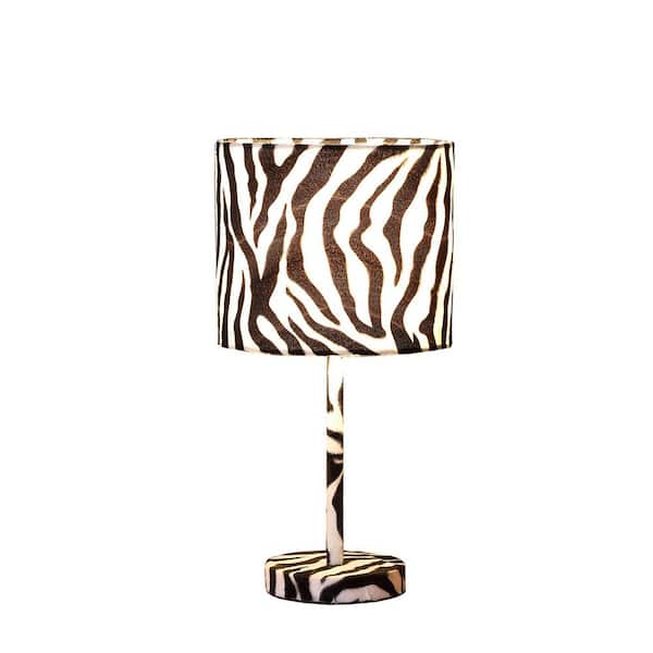 Faux Suede Zebra Metal Table Lamp, Animal Print Table Lamp