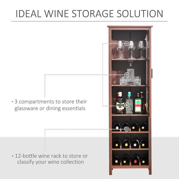 Homcom Wine Cabinet With 4 Bottle Wine Rack, Open Shelf, Acrylic