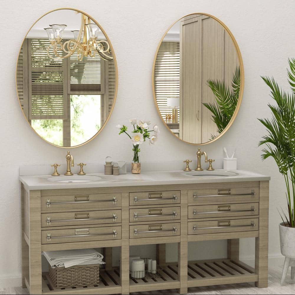 Elegant Gold Oval Metal Frame Wall Mirror 22x30