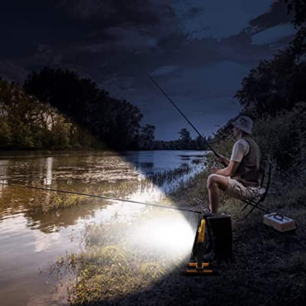 100-Watt Rechargeable 5-Volt 7000 Lumen COB LED Portable Work Light with Stand Adjustable Dimmable Flood Light